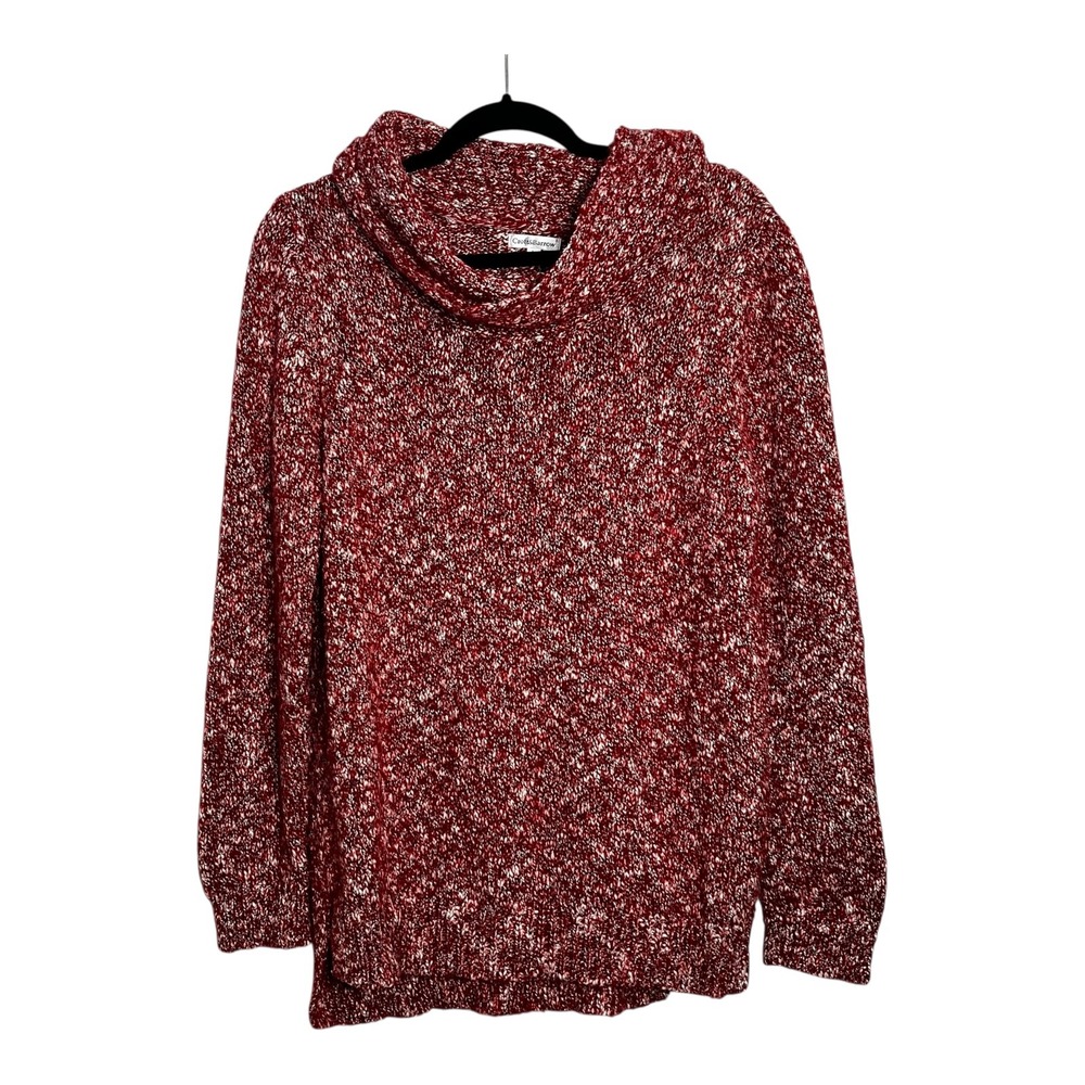 Croft & Barrow Womens Red Marled Cowl Neck Sweater Size L Long Sleeve‎ Pullover